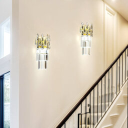 Vrygle 2-Lights Crystal Wall Sconces Lamp Gold Beside Adjustable Light Hallway Stairway, 1Pcs - thumbnail 8