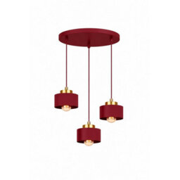 Luminosa Lighting Luminosa Simply Cluster Pendant Ceiling Light Burgundy, Gold 3X E27 - thumbnail 1