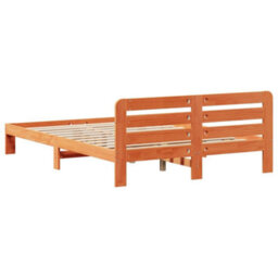 Berkfield Bed Frame Without Mattress Wax Brown 150X200 Cm King Size Solid Wood Pine - thumbnail 6