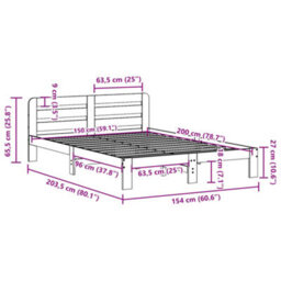 Berkfield Bed Frame Without Mattress Wax Brown 150X200 Cm King Size Solid Wood Pine - thumbnail 9