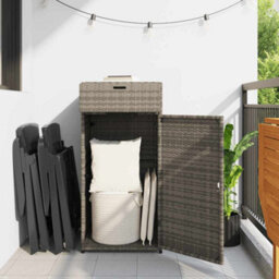 Walplus Garden Storage Cabinet Grey 55X55X111 Cm Poly Rattan - thumbnail 3