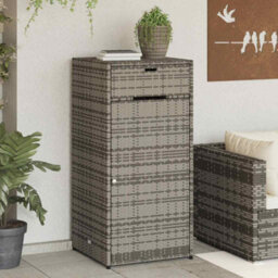 Walplus Garden Storage Cabinet Grey 55X55X111 Cm Poly Rattan - thumbnail 1