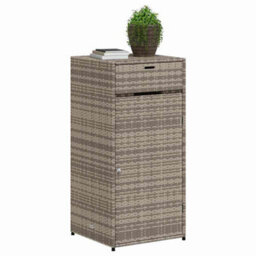 Walplus Garden Storage Cabinet Grey 55X55X111 Cm Poly Rattan - thumbnail 4