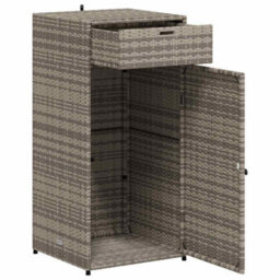 Walplus Garden Storage Cabinet Grey 55X55X111 Cm Poly Rattan - thumbnail 7