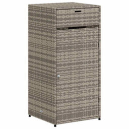 Walplus Garden Storage Cabinet Grey 55X55X111 Cm Poly Rattan - thumbnail 2