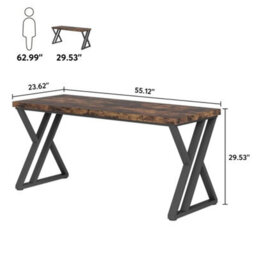 Writing Computer Desk Heavy Duty Z-Shaped Metal Leg Home Office Table - thumbnail 2