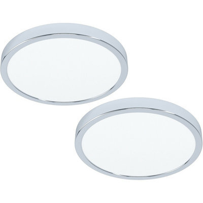 Modern 2 Pack Chrome Led Ceiling Lights With White Plastic Shades - image 1
