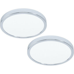 Modern 2 Pack Chrome Led Ceiling Lights With White Plastic Shades