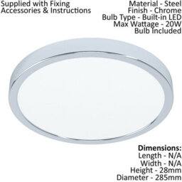 Modern 2 Pack Chrome Led Ceiling Lights With White Plastic Shades - thumbnail 2