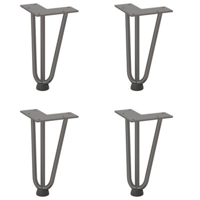 Berkfield Modern Hairpin Legs For Coffee Table 4 Pcs Natural Steel 20 Cm Solid Steel