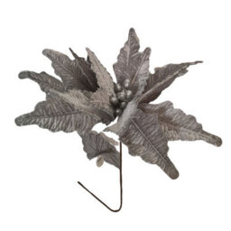Samuel Alexander 68Cm Silver Velvet Poinsettia Stem With 2 Flowers Christmas Decoration - thumbnail 7