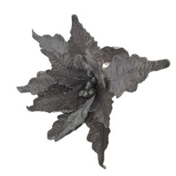 Samuel Alexander 68Cm Silver Velvet Poinsettia Stem With 2 Flowers Christmas Decoration - thumbnail 6