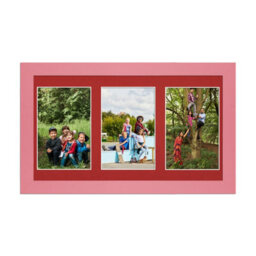 AK Frames 40X20Cm Pastel Pink Modern Multi Photo Frame With Crimson Mount - Holds 3 Apertures (3X) 6X4 Photos
