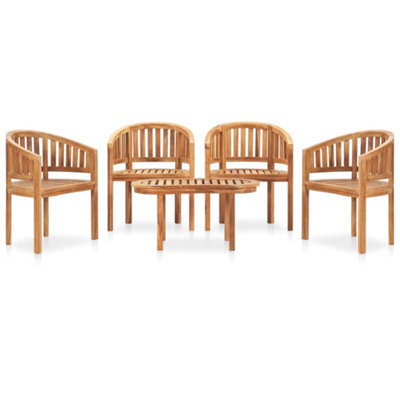Berkfield 5 Piece Banana Garden Lounge Set Solid Teak Wood - image 1