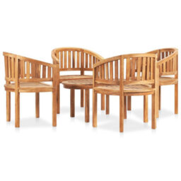 Berkfield 5 Piece Banana Garden Lounge Set Solid Teak Wood - thumbnail 4