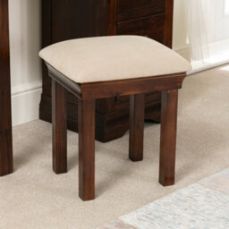 The Furniture Market French Hardwood Mahogany Stained Dressing Table Stool Cream Fabric - thumbnail 2