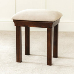 The Furniture Market French Hardwood Mahogany Stained Dressing Table Stool Cream Fabric - thumbnail 4