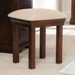 The Furniture Market French Hardwood Mahogany Stained Dressing Table Stool Cream Fabric