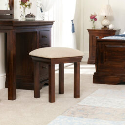 The Furniture Market French Hardwood Mahogany Stained Dressing Table Stool Cream Fabric - thumbnail 3