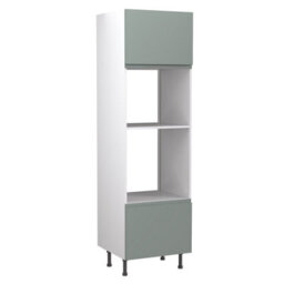 Kitchen Kit Sage Green Matt J-Pull Door Oven & Microwave Housing Tall Unit Cabinet Handleless Soft Close Flatpack - 600X2120mm - thumbnail 1
