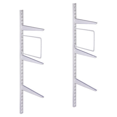 Afit Twin Slot Shelving Kit 8X270mm Brackets 2X1M Uprights Heavy Duty Wall Mounted Shelving System With Bookends - White - image 1