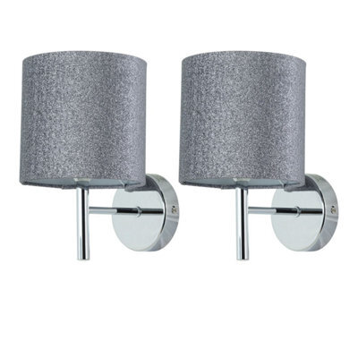 First Choice Lighting Set Of 2 Brea - Chrome Wall Lights With Silvery Glitter Shades - image 1