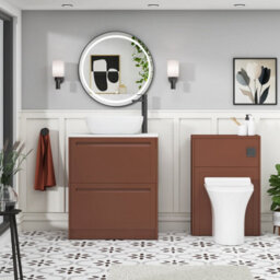 Royal Bathrooms Royal Bathroom Elmore 700mm Terracotta Clay Freestanding Countertop Bathroom Vanity Unit 2 Drawer With Elva Basin - thumbnail 5
