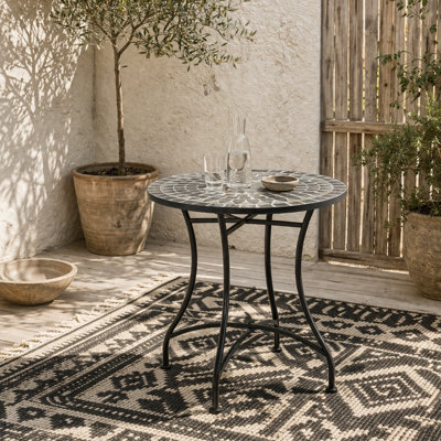 Wyld Haus Sesori 60Cm Round Ceramic Mosaic Garden Table With Powder-Coated Metal Frame, 71Cm Height - image 1