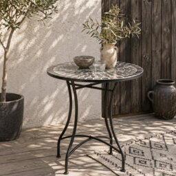Wyld Haus Sesori 60Cm Round Ceramic Mosaic Garden Table With Powder-Coated Metal Frame, 71Cm Height - thumbnail 2