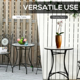 Wyld Haus Sesori 60Cm Round Ceramic Mosaic Garden Table With Powder-Coated Metal Frame, 71Cm Height - thumbnail 7