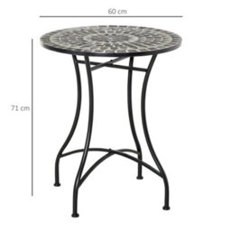 Wyld Haus Sesori 60Cm Round Ceramic Mosaic Garden Table With Powder-Coated Metal Frame, 71Cm Height - thumbnail 4