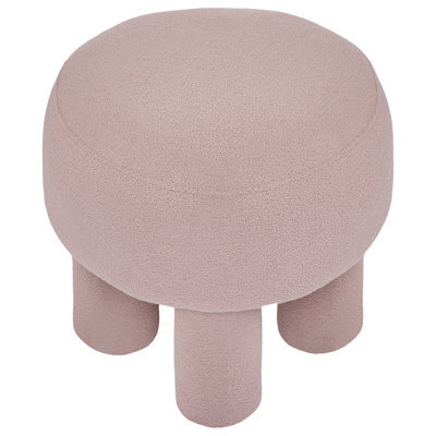 Wyld And Coco Luxehome Beige Boucle Footstool Pouffe With Upholstered Legs, W43 X D43 X H38Cm - image 1