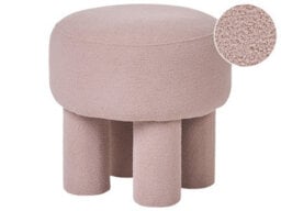 Wyld And Coco Luxehome Beige Boucle Footstool Pouffe With Upholstered Legs, W43 X D43 X H38Cm - thumbnail 3