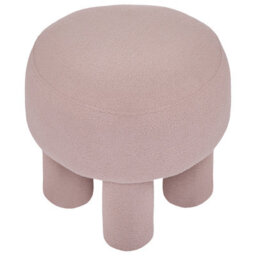 Wyld And Coco Luxehome Beige Boucle Footstool Pouffe With Upholstered Legs, W43 X D43 X H38Cm - thumbnail 1