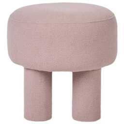 Wyld And Coco Luxehome Beige Boucle Footstool Pouffe With Upholstered Legs, W43 X D43 X H38Cm - thumbnail 5