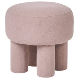Wyld And Coco Luxehome Beige Boucle Footstool Pouffe With Upholstered Legs, W43 X D43 X H38Cm - thumbnail 4