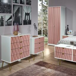 Ready Assembled Pink & White 1 Drawer Side Table (H)410mm (W)395mm - thumbnail 2