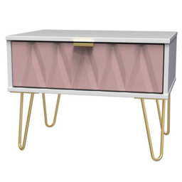 Ready Assembled Pink & White 1 Drawer Side Table (H)410mm (W)395mm - thumbnail 1