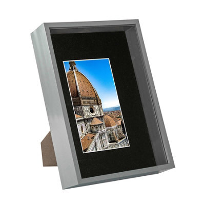 "Nicola Spring A4 (8 X 12"") Deep Photo Frame - Grey/black Mount - 3D Deep Box Picture Frame Display Case (31 X 22Cm)" - image 1