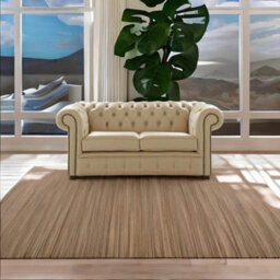 Chesterfield 2 Seater Shelly Dark Beige Leather Sofa Settee Bespoke In Classic Style - thumbnail 3