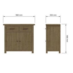 Fwstyle 2 Door 2 Drawer Small Solid Pine Sideboard - thumbnail 4