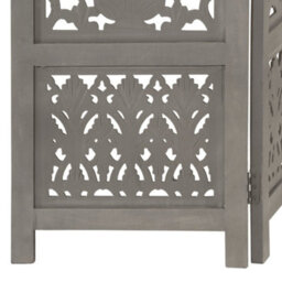 Vidaxl Hand Carved 5-Panel Room Divider Grey 200X165 Cm Solid Mango Wood Room Dividers - thumbnail 4