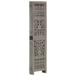 Vidaxl Hand Carved 5-Panel Room Divider Grey 200X165 Cm Solid Mango Wood Room Dividers - thumbnail 2