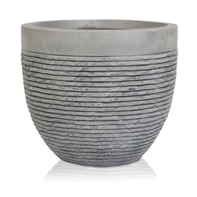 Primrose Small Light Grey Fibrecotta Brick Design Egg Shaped Pot Planter 21Cm - image 1