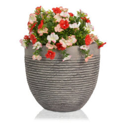 Primrose Small Light Grey Fibrecotta Brick Design Egg Shaped Pot Planter 21Cm - thumbnail 2