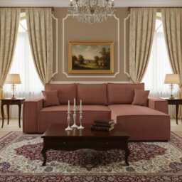 Malaga L Shaped Mdf Corner Sofa Bed Has Storage Dl Pull Out Seat Loose Back Cushions 279X94X181 Pink Corduroy Right