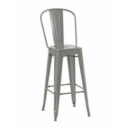 "Fwstyle Bistro Metal Bar Chairs Stools Set Of 4 30"" Silver Gloss Galvanised Steel Indoor & Outdoor" - thumbnail 4