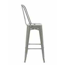 "Fwstyle Bistro Metal Bar Chairs Stools Set Of 4 30"" Silver Gloss Galvanised Steel Indoor & Outdoor" - thumbnail 5