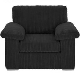 Furnishings For Less UK Delta Large Fabric Armchair Sofa Padded Arms Jumbo Cord Black