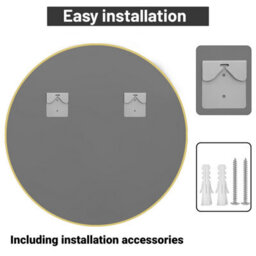AVER-GROWTH 40Cm Round Mirror Gold Metal Frame Bathroom Mirrors Wall Mounted For Home Decor Dressing Makeup Circular Bedroom Living Room - thumbnail 5